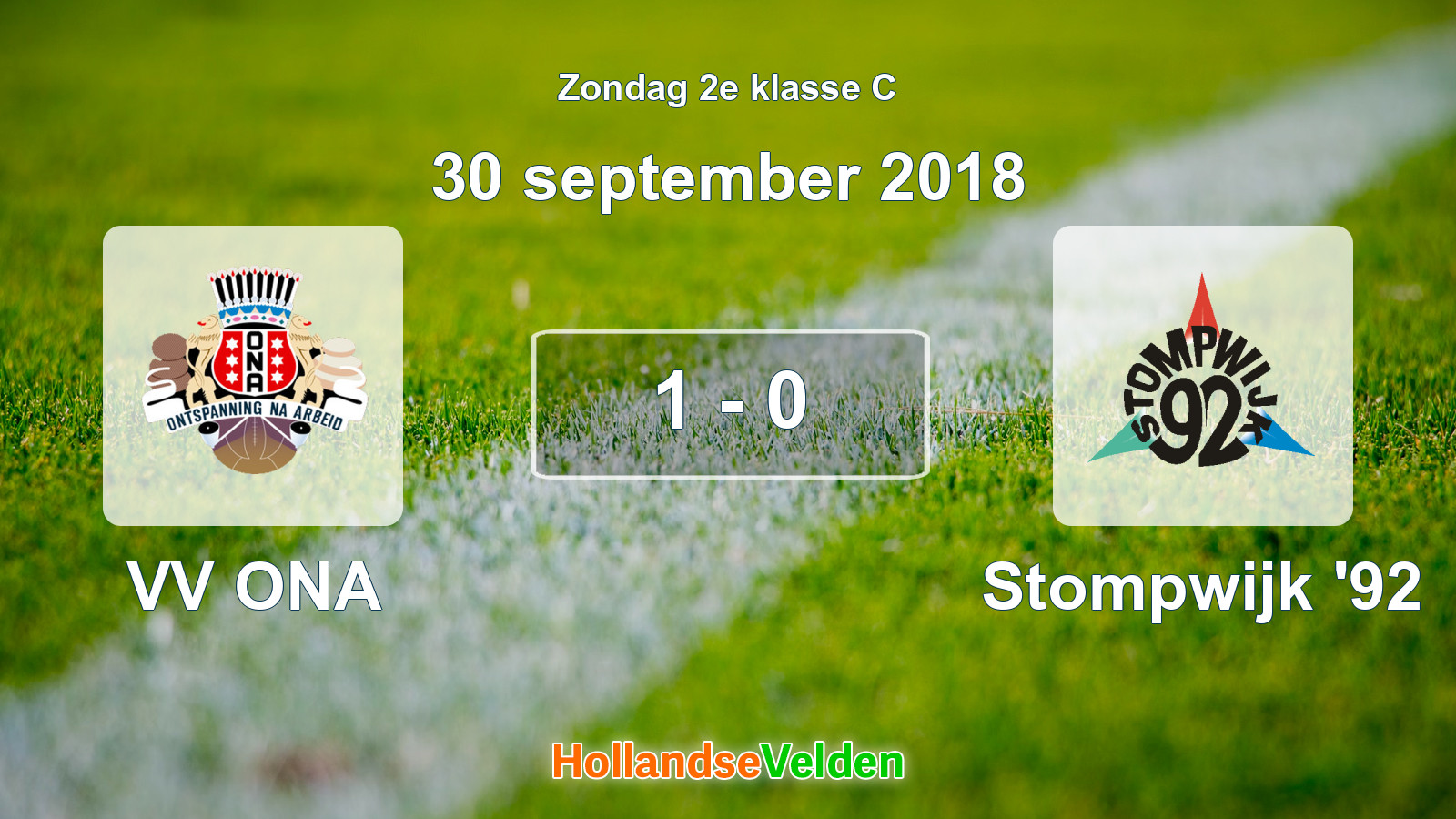 Gespeelde wedstrijd: VV ONA - Stompwijk '92 1 - 0 (30 september 2018)