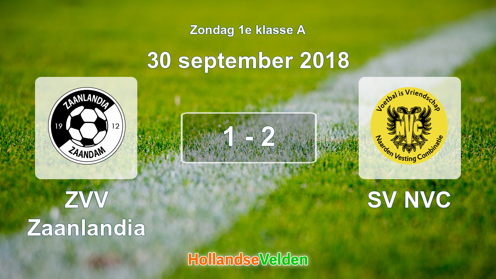 Gespeelde wedstrijd: ZVV Zaanlandia - SV NVC 1 - 2 (30 september 2018)