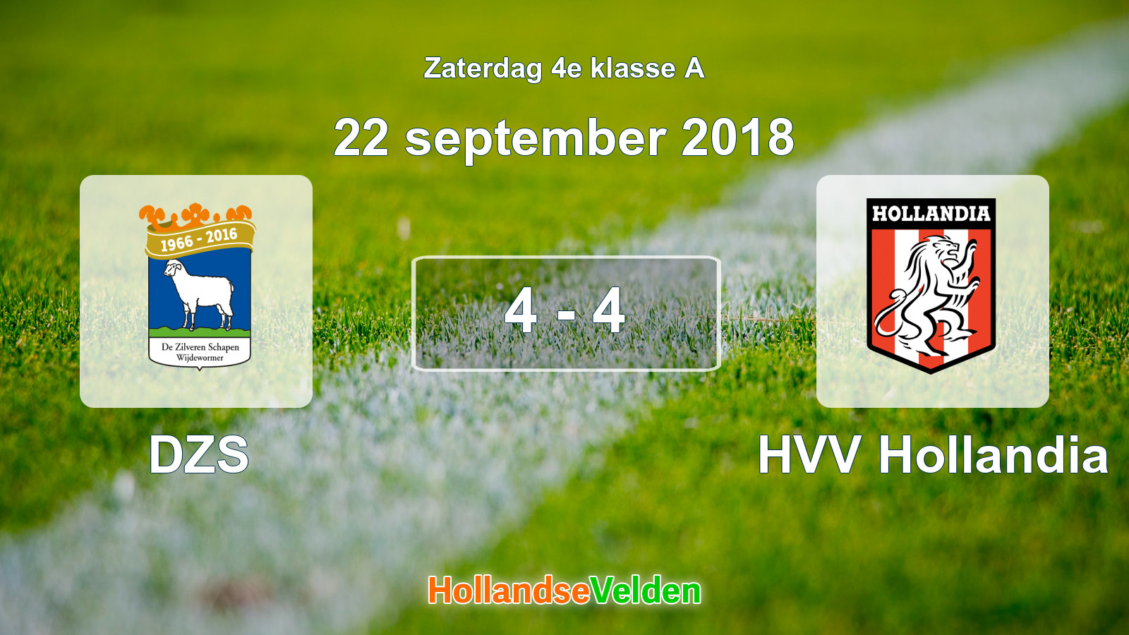 Gespeelde wedstrijd: DZS - HVV Hollandia 4 - 4 (22 september 2018)