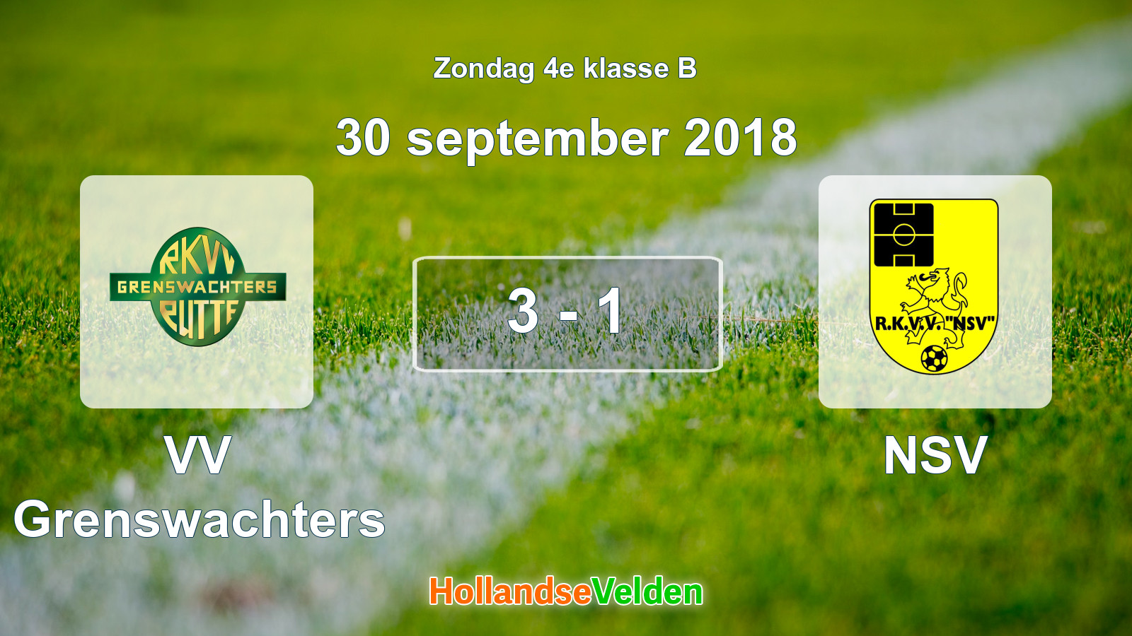 Gespeelde wedstrijd: VV Grenswachters - NSV 3 - 1 (30 september 2018)