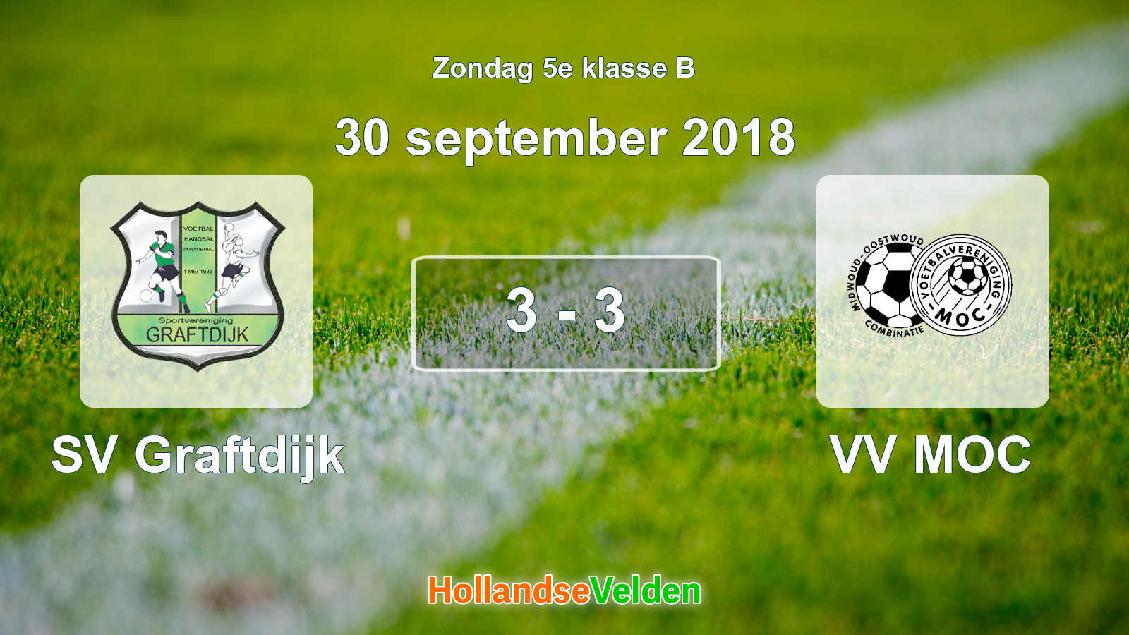 Gespeelde wedstrijd: SV Graftdijk - VV MOC 3 - 3 (30 september 2018)