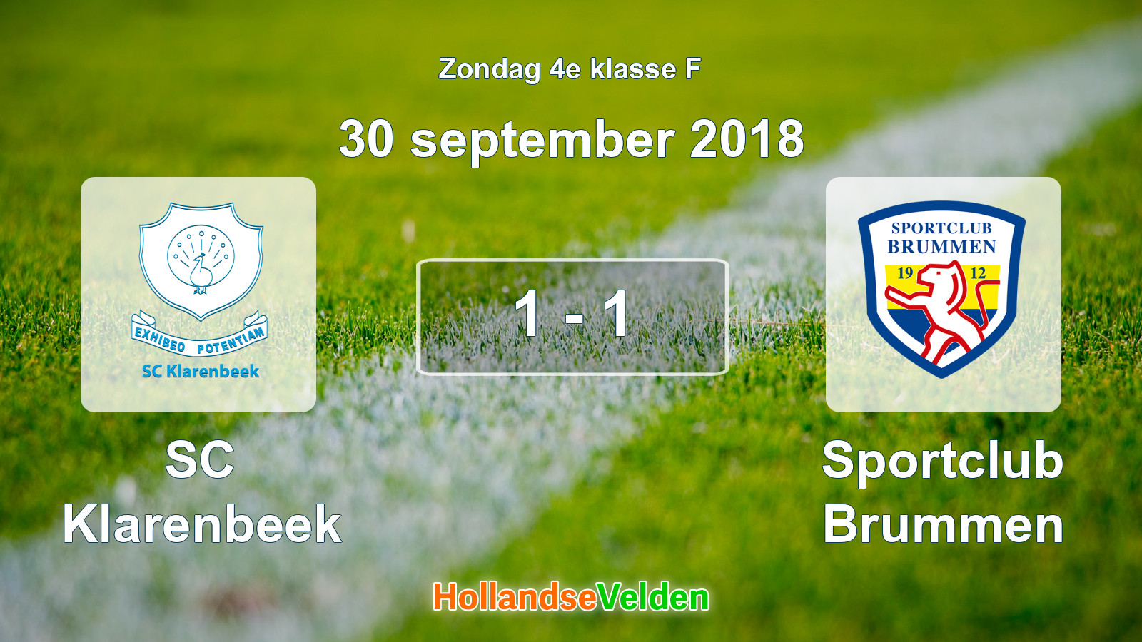 Gespeelde wedstrijd: SC Klarenbeek - Sportclub Brummen 1 - 1 (30 september 2018)