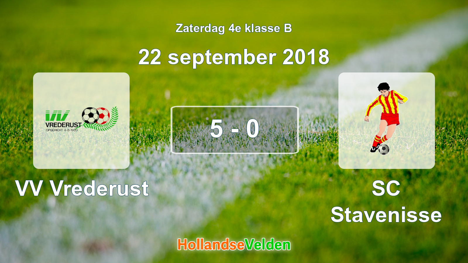 Gespeelde wedstrijd: VV Vrederust - SC Stavenisse 5 - 0 (22 september 2018)