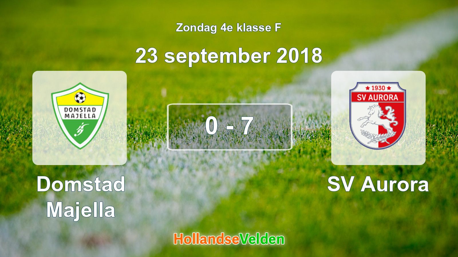 Gespeelde wedstrijd: Domstad Majella - SV Aurora 0 - 7 (23 september 2018)