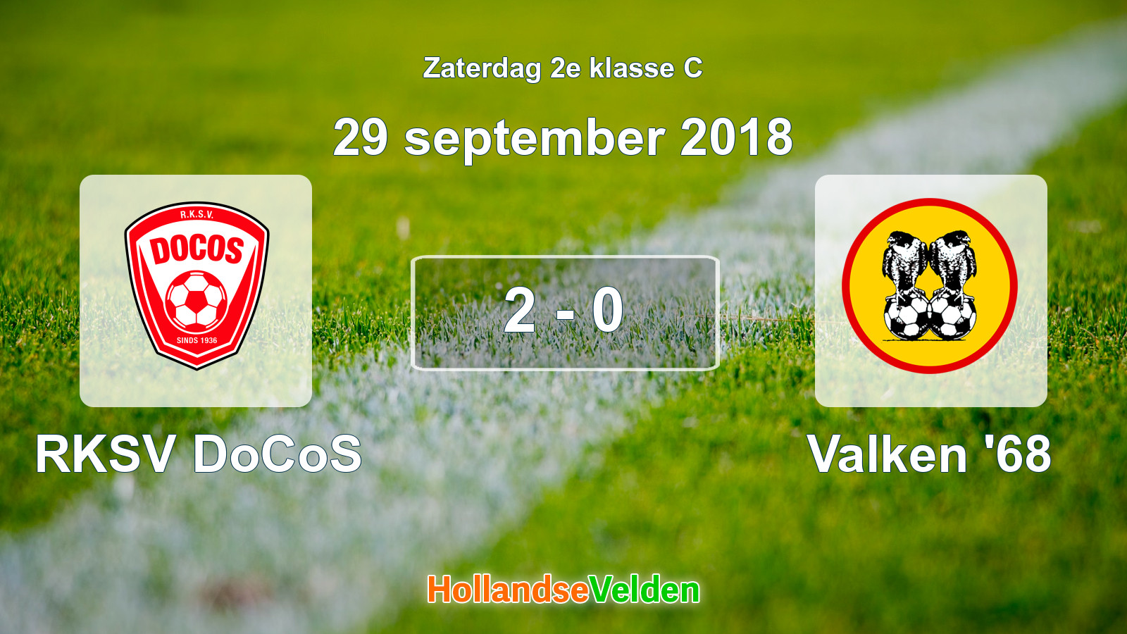 Gespeelde wedstrijd: RKSV DoCoS - Valken '68 2 - 0 (29 september 2018)