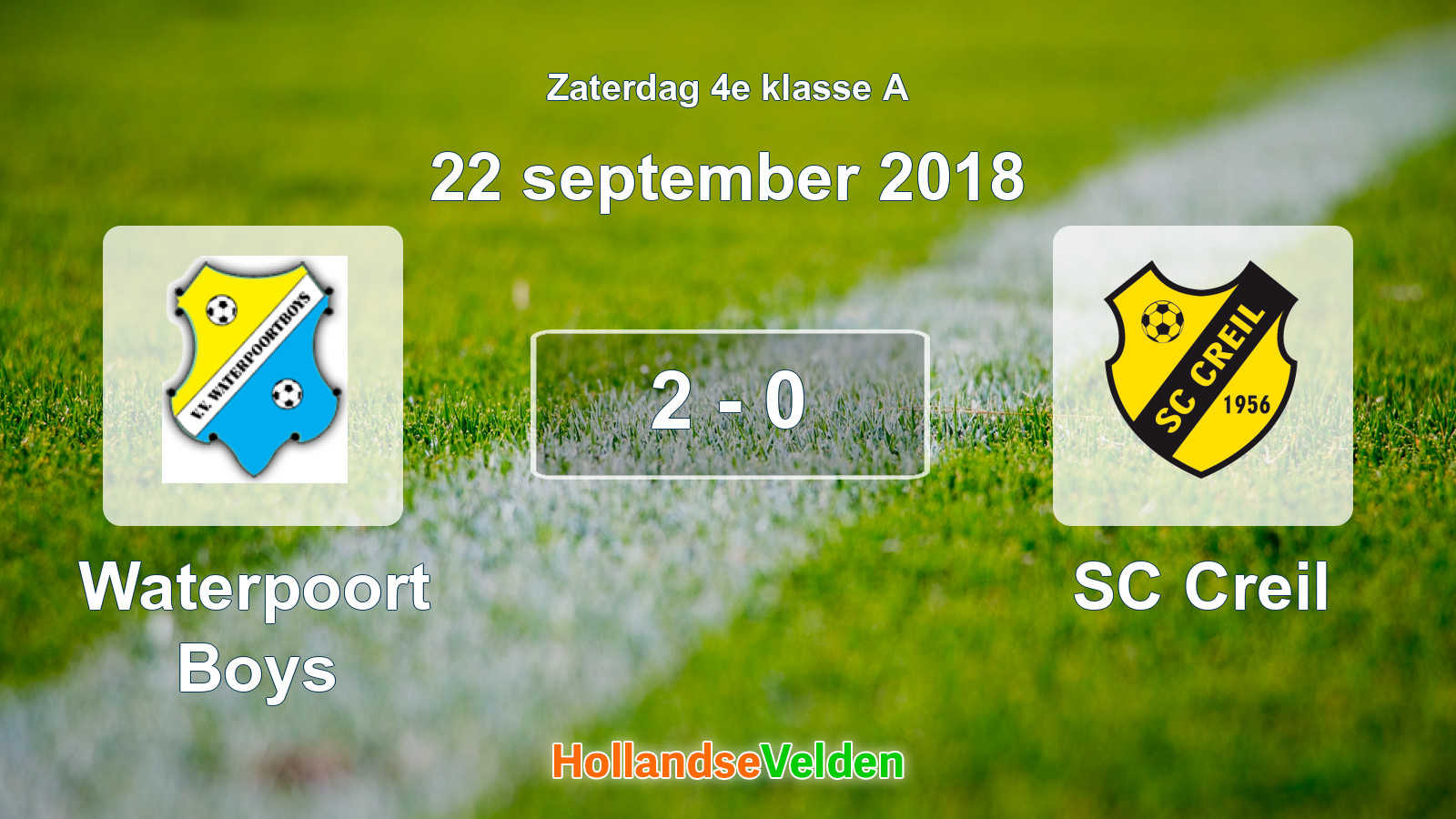 Gespeelde wedstrijd: Waterpoort Boys - SC Creil 2 - 0 (22 september 2018)