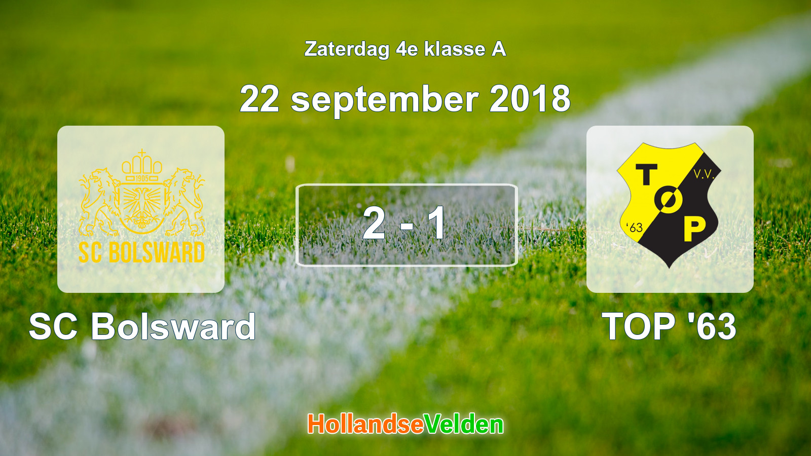 Gespeelde wedstrijd: SC Bolsward - TOP '63 2 - 1 (22 september 2018)