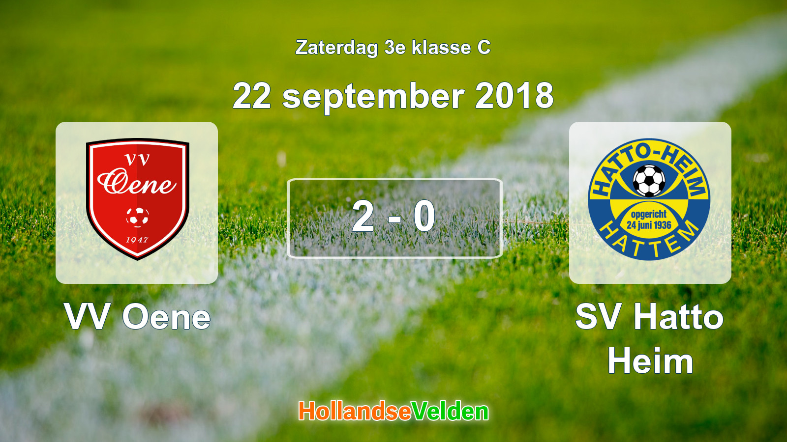 Gespeelde wedstrijd: VV Oene - SV Hatto Heim 2 - 0 (22 september 2018)