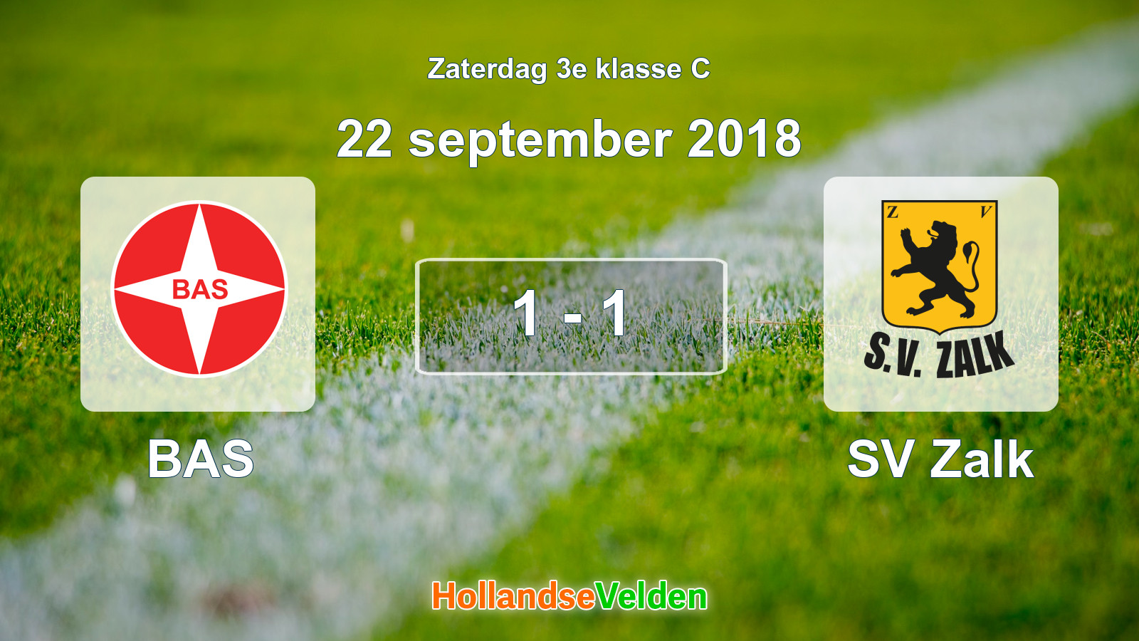 Gespeelde wedstrijd: BAS - SV Zalk 1 - 1 (22 september 2018)