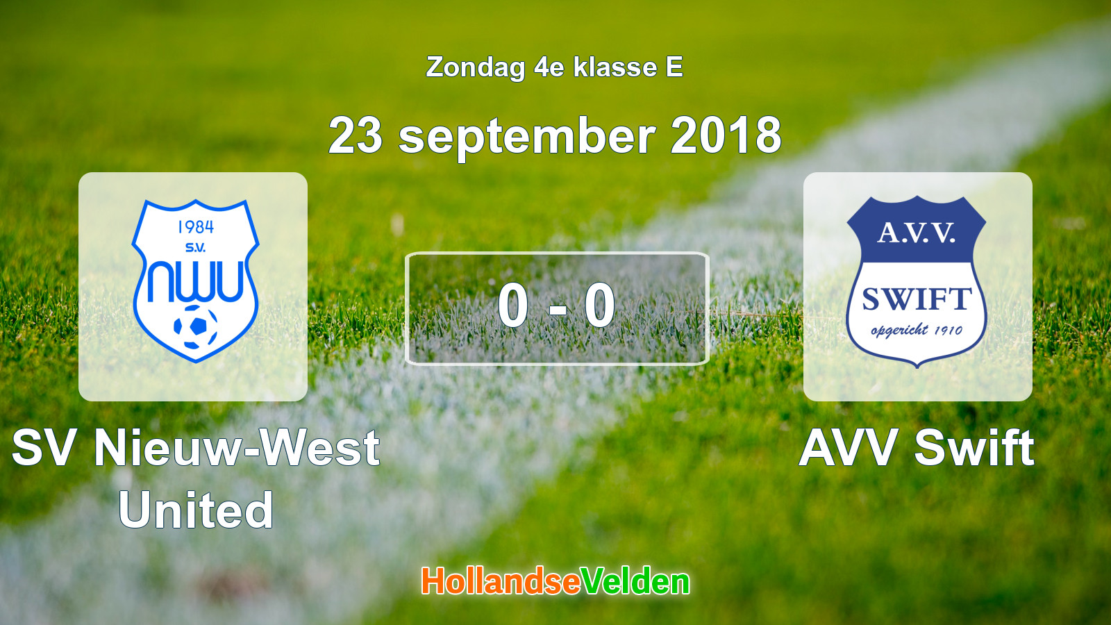 Gespeelde wedstrijd: SV Nieuw-West United - AVV Swift 0 - 0 (23 september 2018)