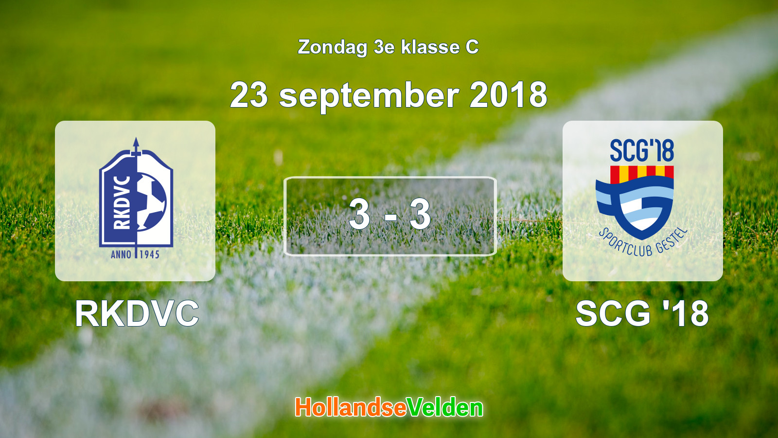 Gespeelde wedstrijd: RKDVC - SCG '18 3 - 3 (23 september 2018)