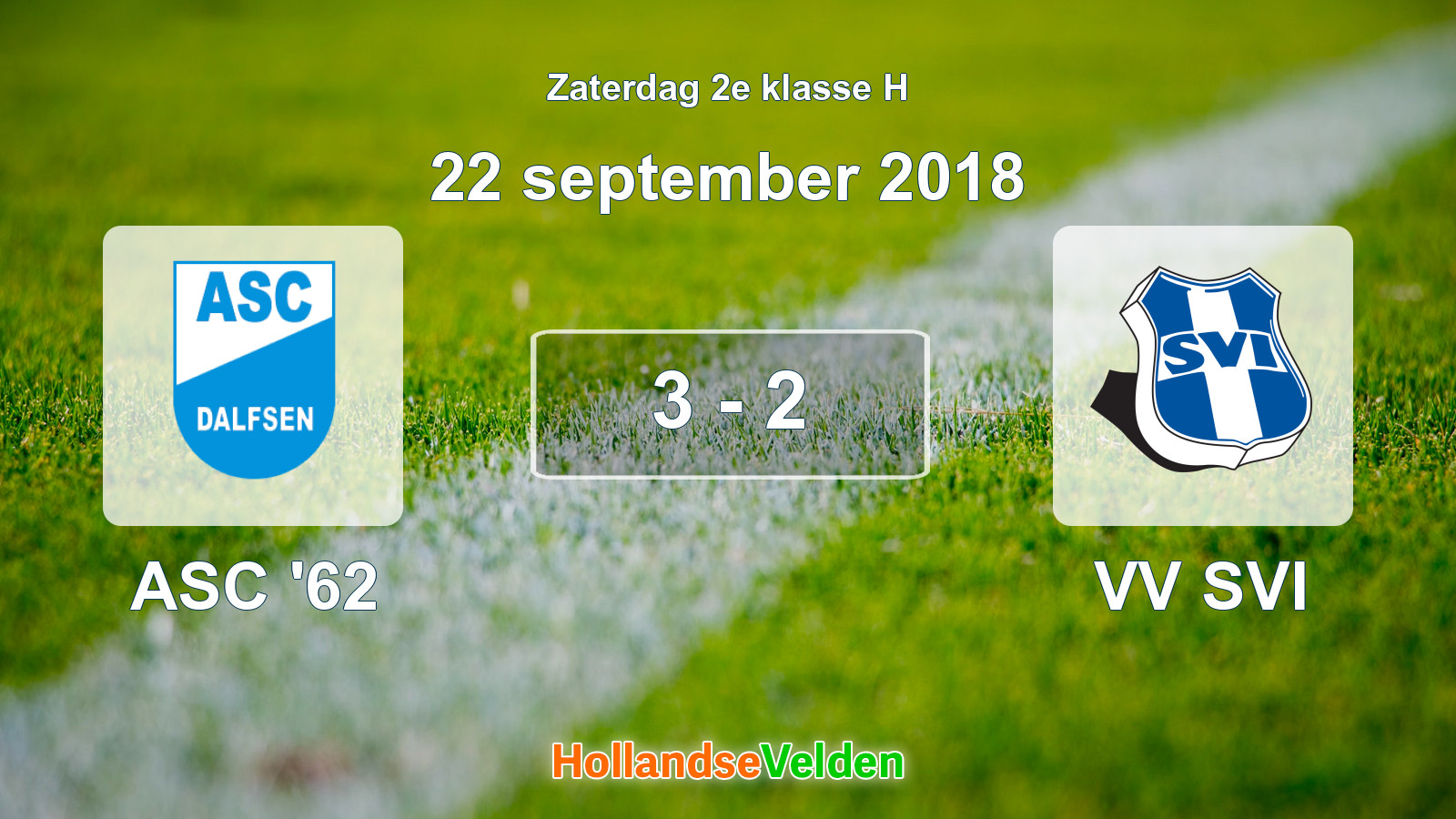 Gespeelde wedstrijd: ASC '62 - VV SVI 3 - 2 (22 september 2018)