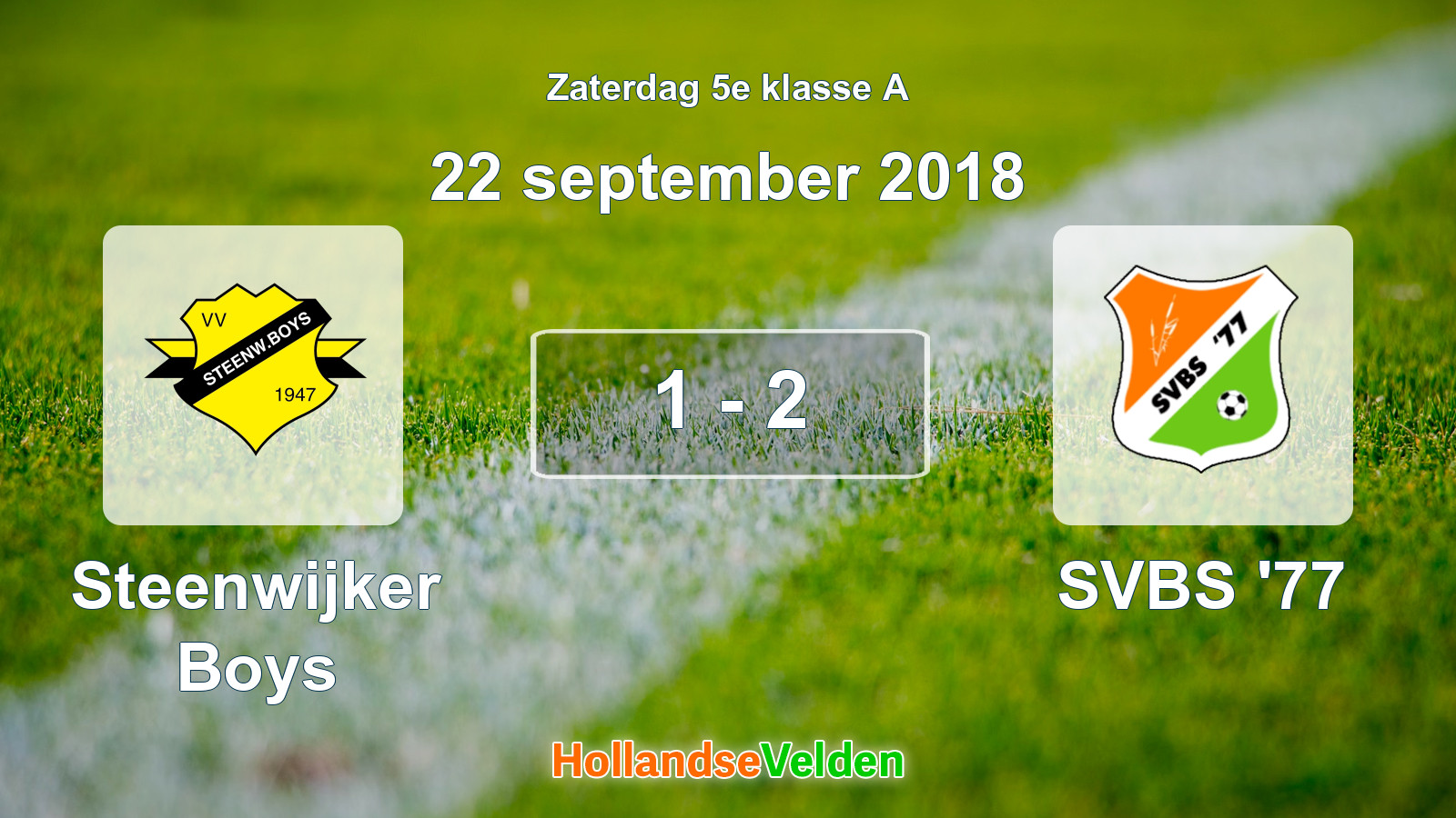 Gespeelde wedstrijd: Steenwijker Boys - SVBS '77 1 - 2 (22 september 2018)