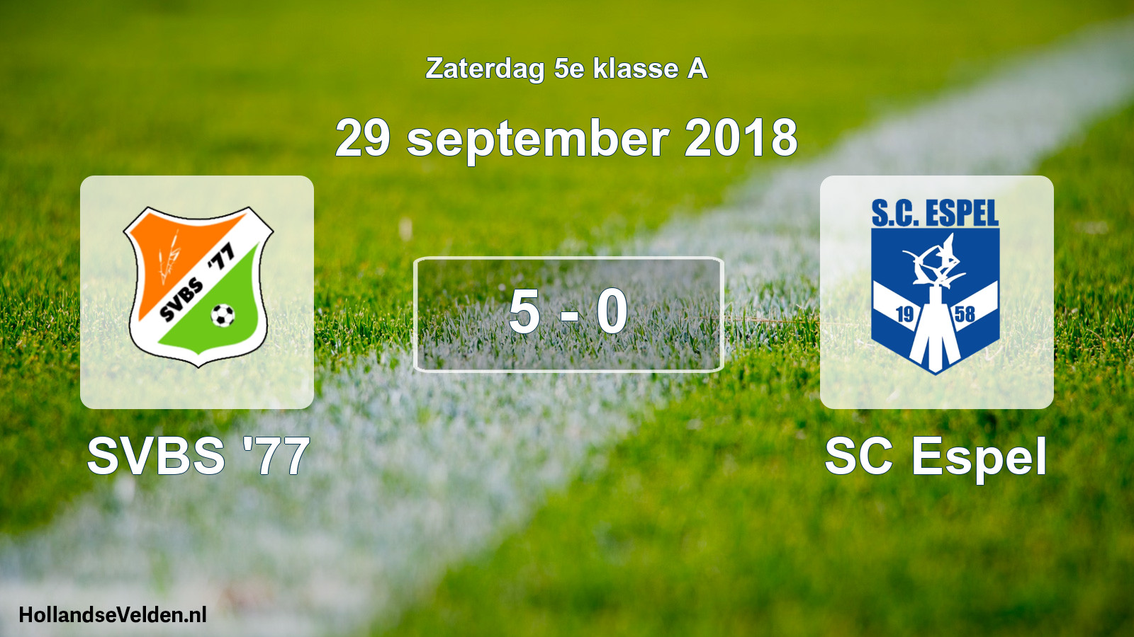 Gespeelde wedstrijd: SVBS '77 - SC Espel 5 - 0 (29 september 2018)