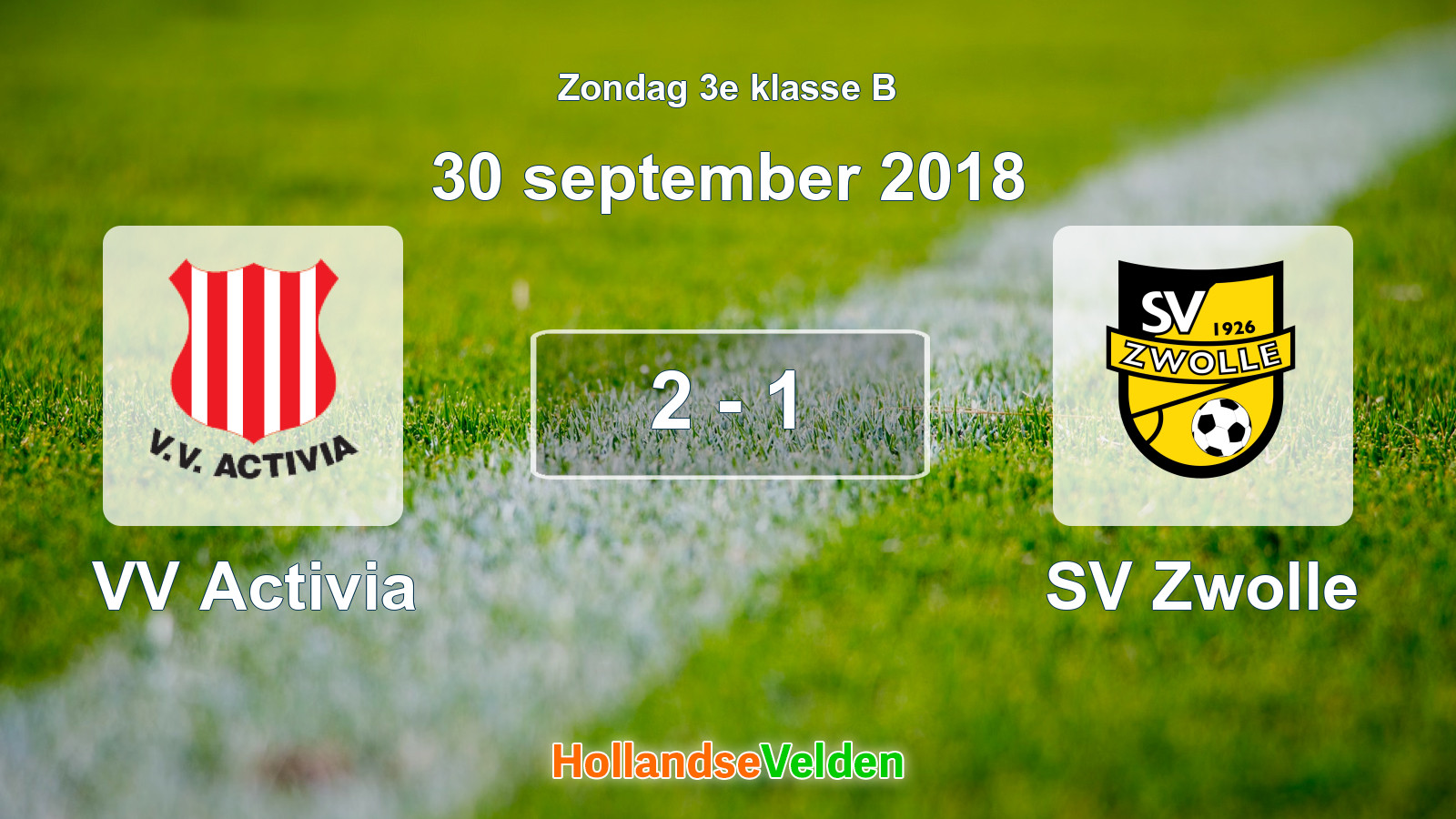 Gespeelde wedstrijd: VV Activia - SV Zwolle 2 - 1 (30 september 2018)