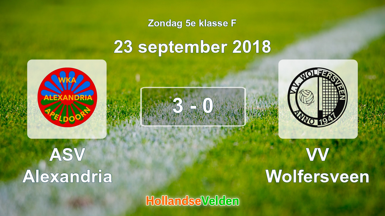 Gespeelde wedstrijd: ASV Alexandria - VV Wolfersveen 3 - 0 (23 september 2018)