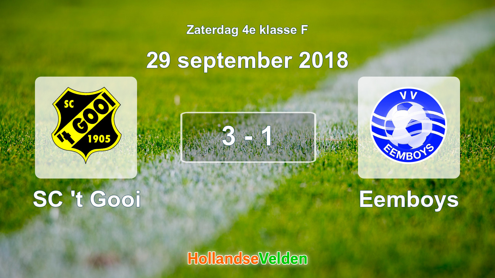 Gespeelde wedstrijd: SC 't Gooi - Eemboys 3 - 1 (29 september 2018)