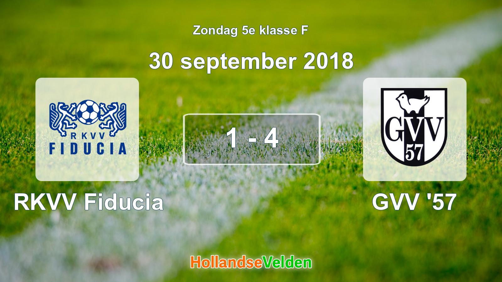 Gespeelde wedstrijd: RKVV Fiducia - GVV '57 1 - 4 (30 september 2018)