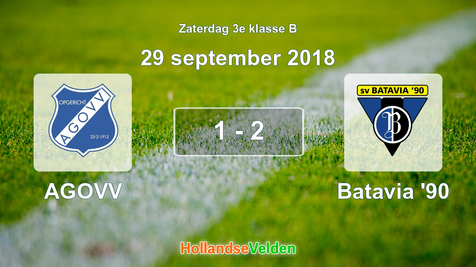 Gespeelde wedstrijd: AGOVV - Batavia '90 1 - 2 (29 september 2018)