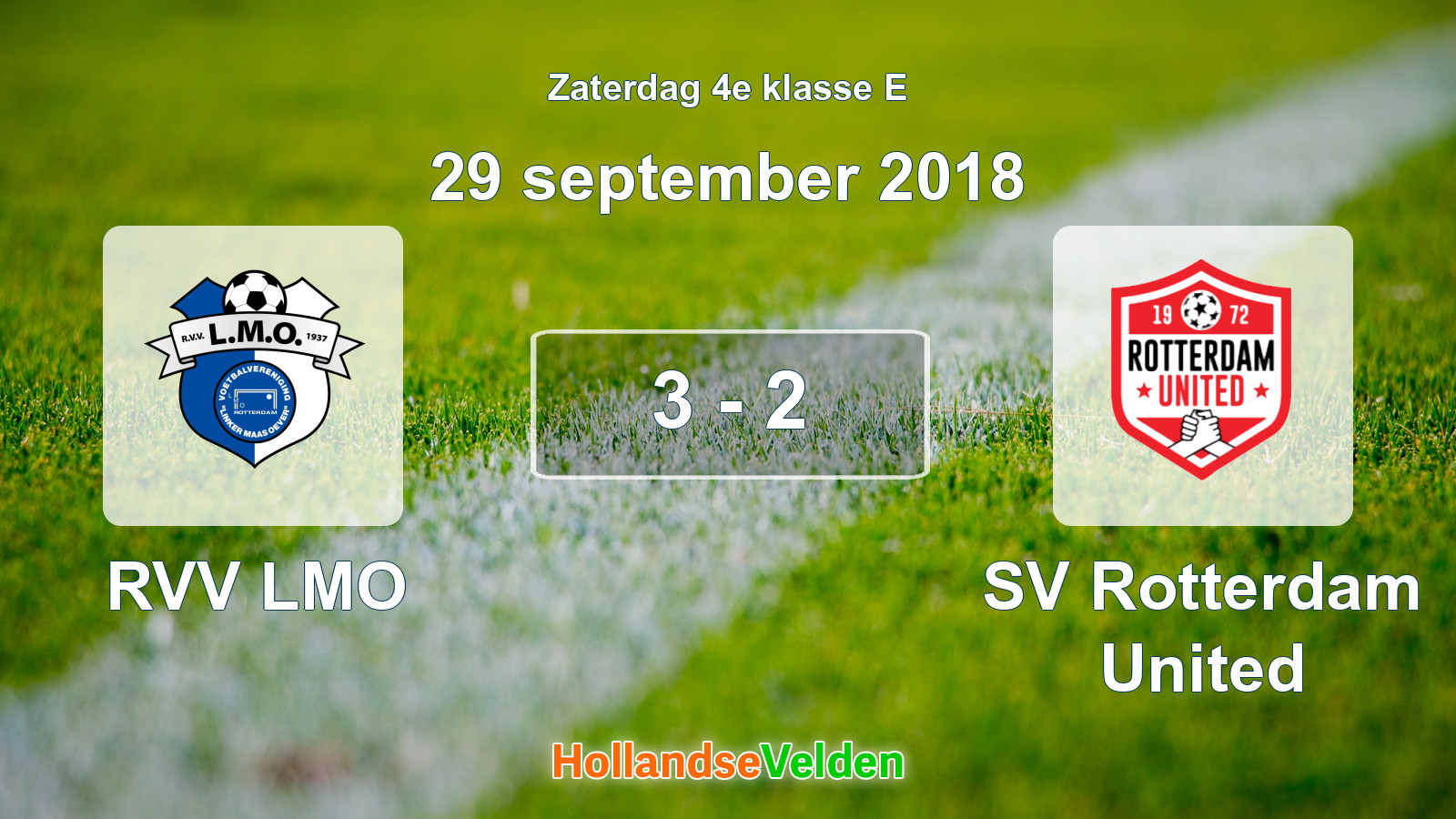 Gespeelde wedstrijd: RVV LMO - SV Rotterdam United 3 - 2 (29 september 2018)