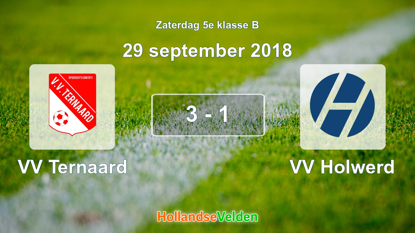 Gespeelde wedstrijd: VV Ternaard - VV Holwerd 3 - 1 (29 september 2018)