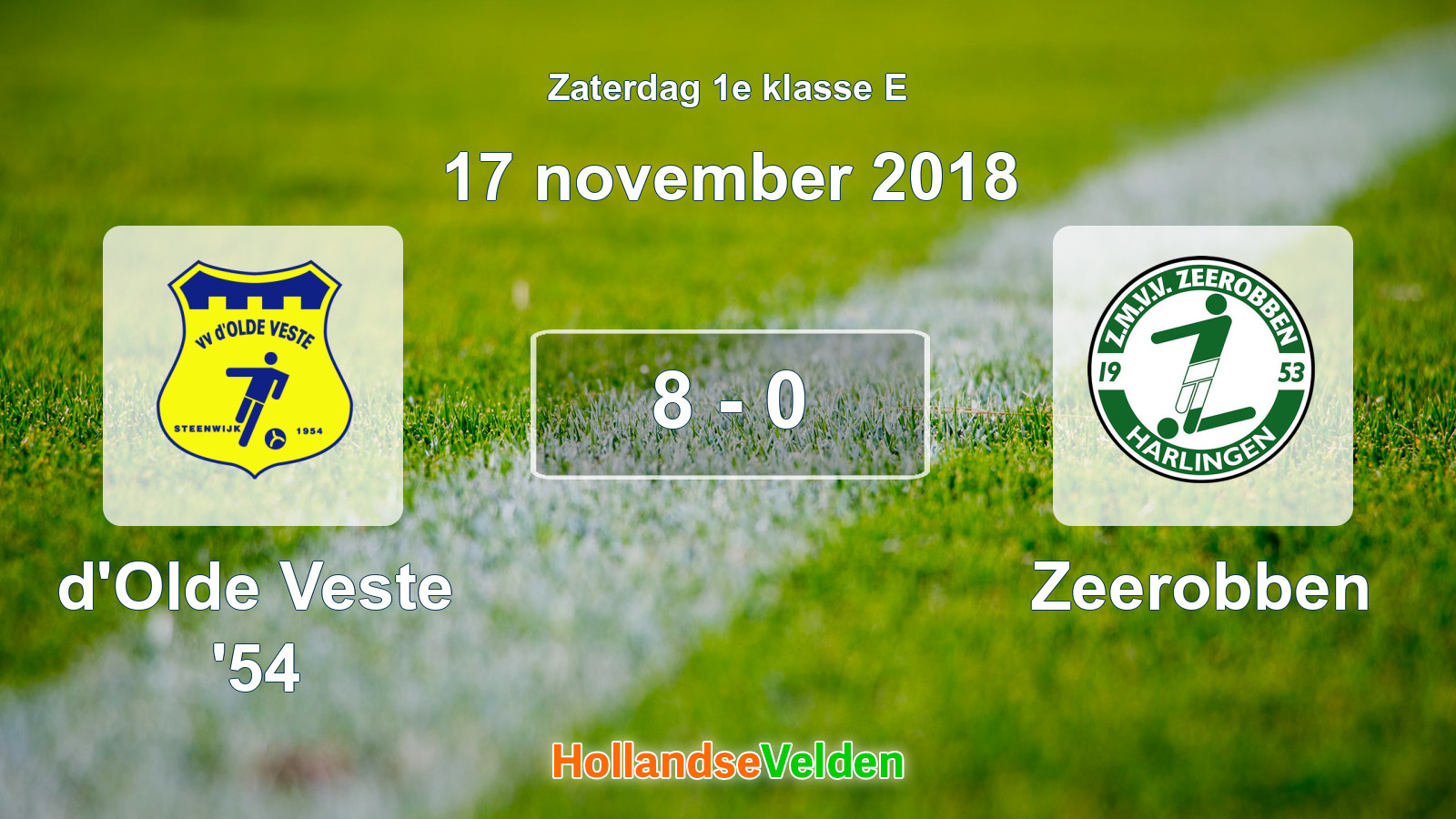 Gespeelde wedstrijd: d'Olde Veste '54 - Zeerobben 8 - 0 (17 november 2018)