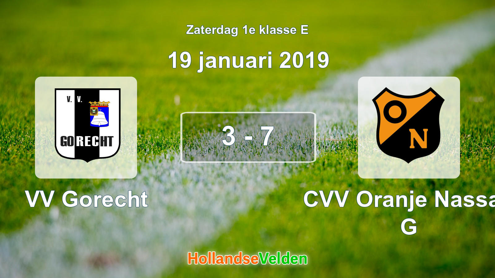 Gespeelde wedstrijd: VV Gorecht - CVV Oranje Nassau G 3 - 7 (19 januari 2019)