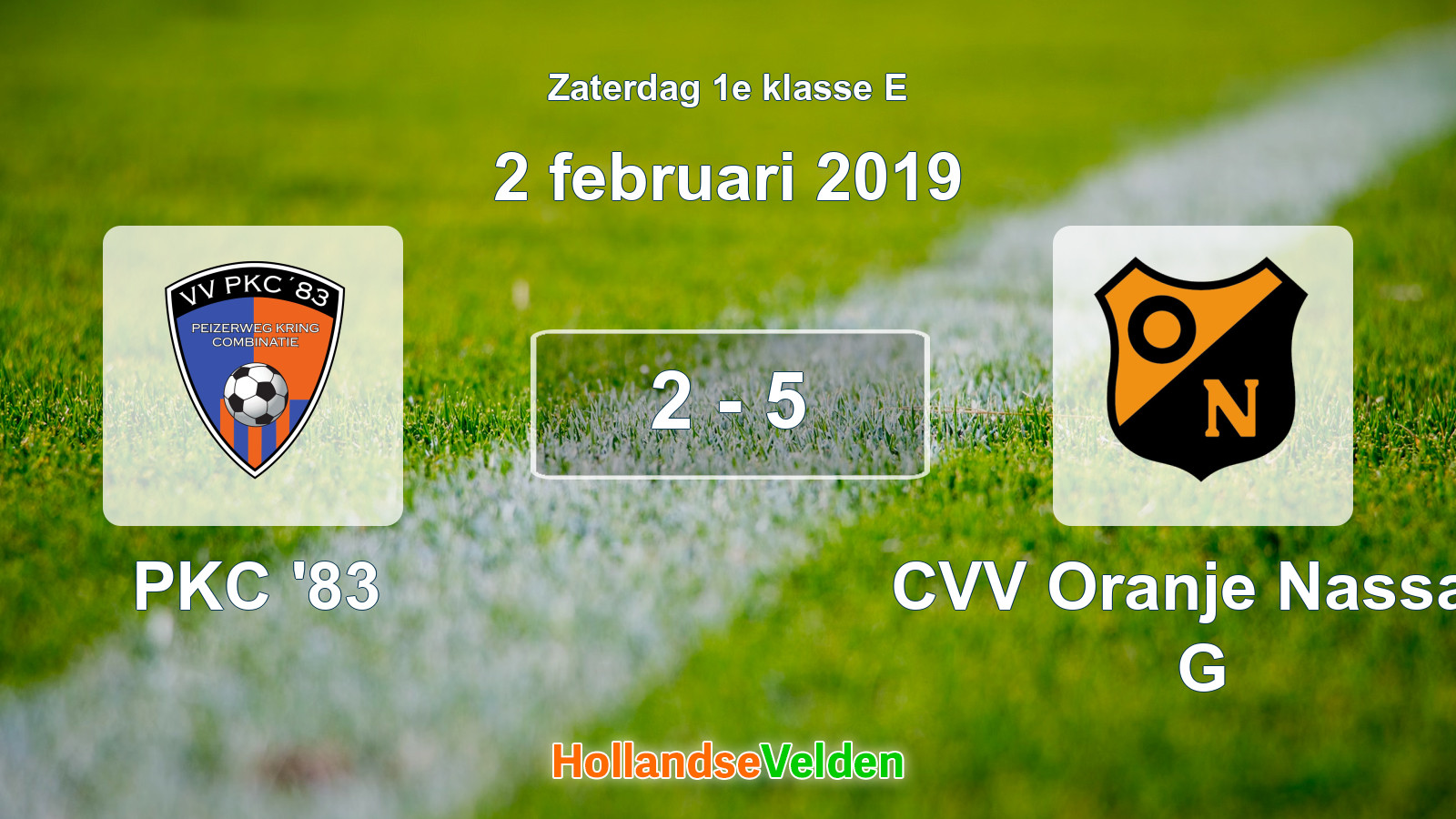 Gespeelde wedstrijd: PKC '83 - CVV Oranje Nassau G 2 - 5 (2 februari 2019)