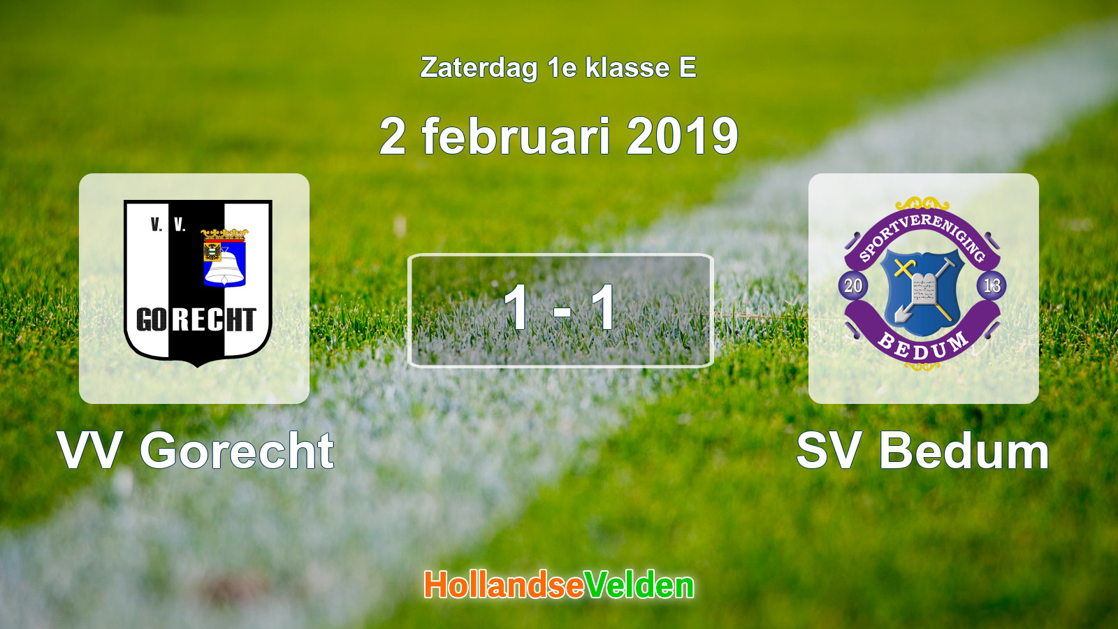 Gespeelde wedstrijd: VV Gorecht - SV Bedum 1 - 1 (2 februari 2019)