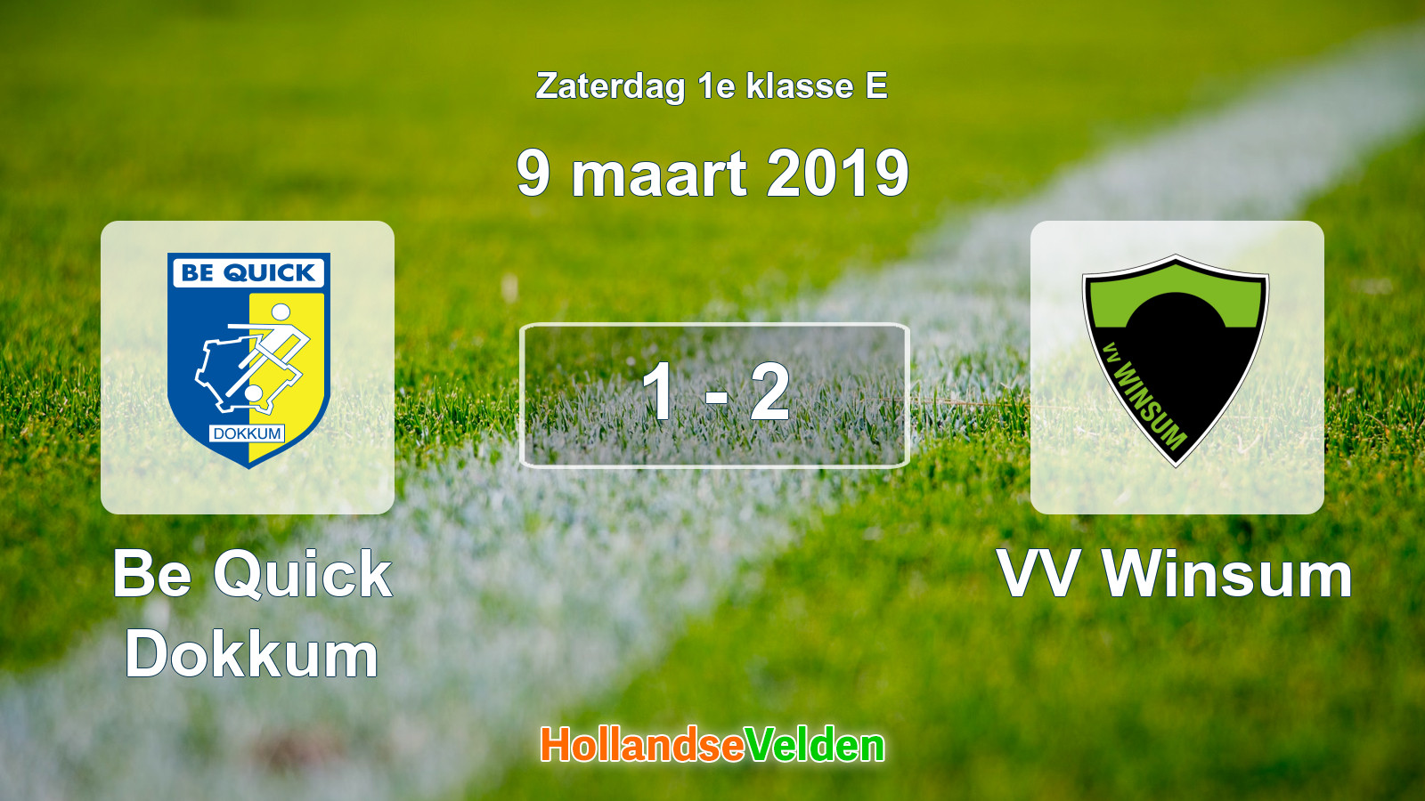 Gespeelde wedstrijd: Be Quick Dokkum - VV Winsum 1 - 2 (9 maart 2019)