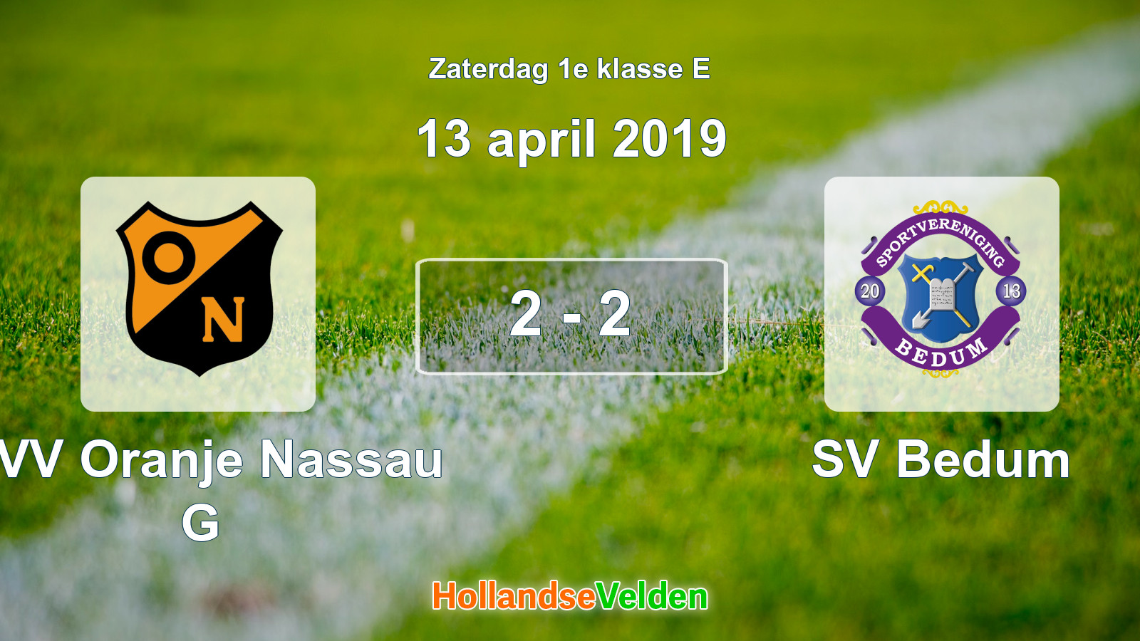 Gespeelde wedstrijd: CVV Oranje Nassau G - SV Bedum 2 - 2 (13 april 2019)