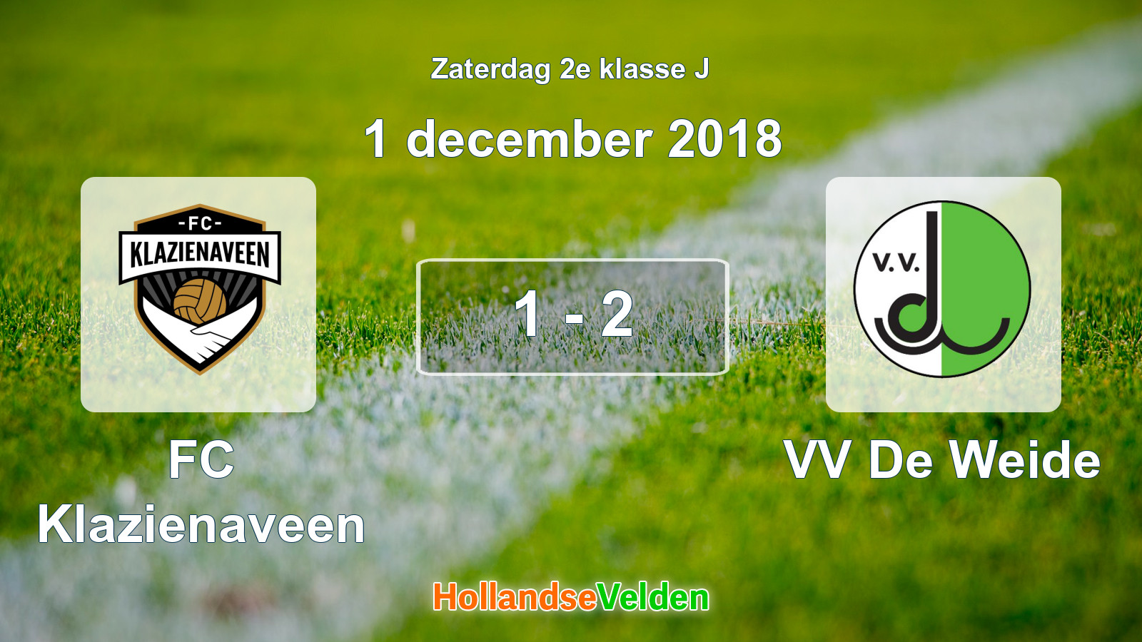 Gespeelde wedstrijd: FC Klazienaveen - VV De Weide 1 - 2 (1 december 2018)