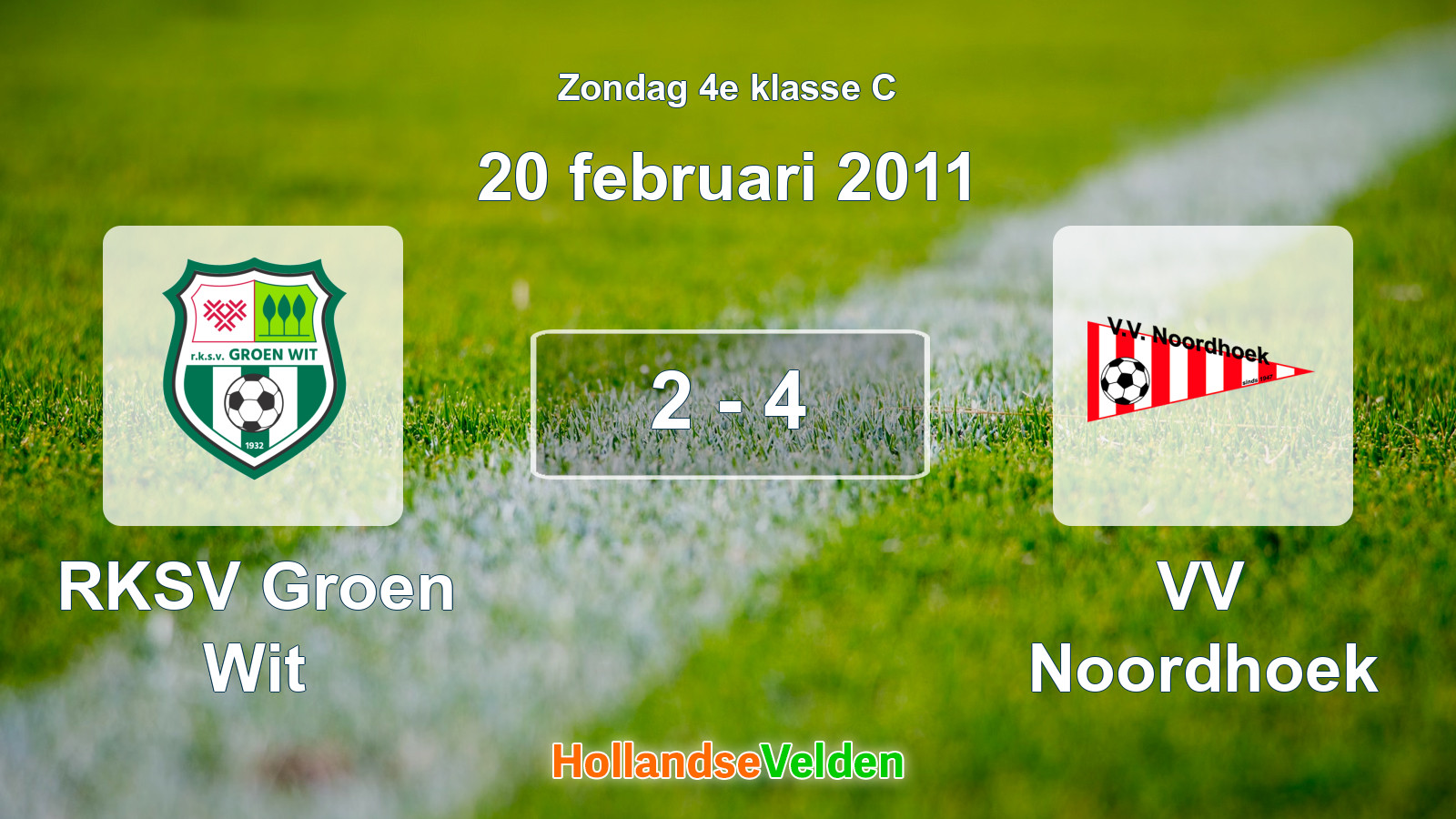 Gespeelde wedstrijd: RKSV Groen Wit - VV Noordhoek 2 - 4 (20 februari 2011)