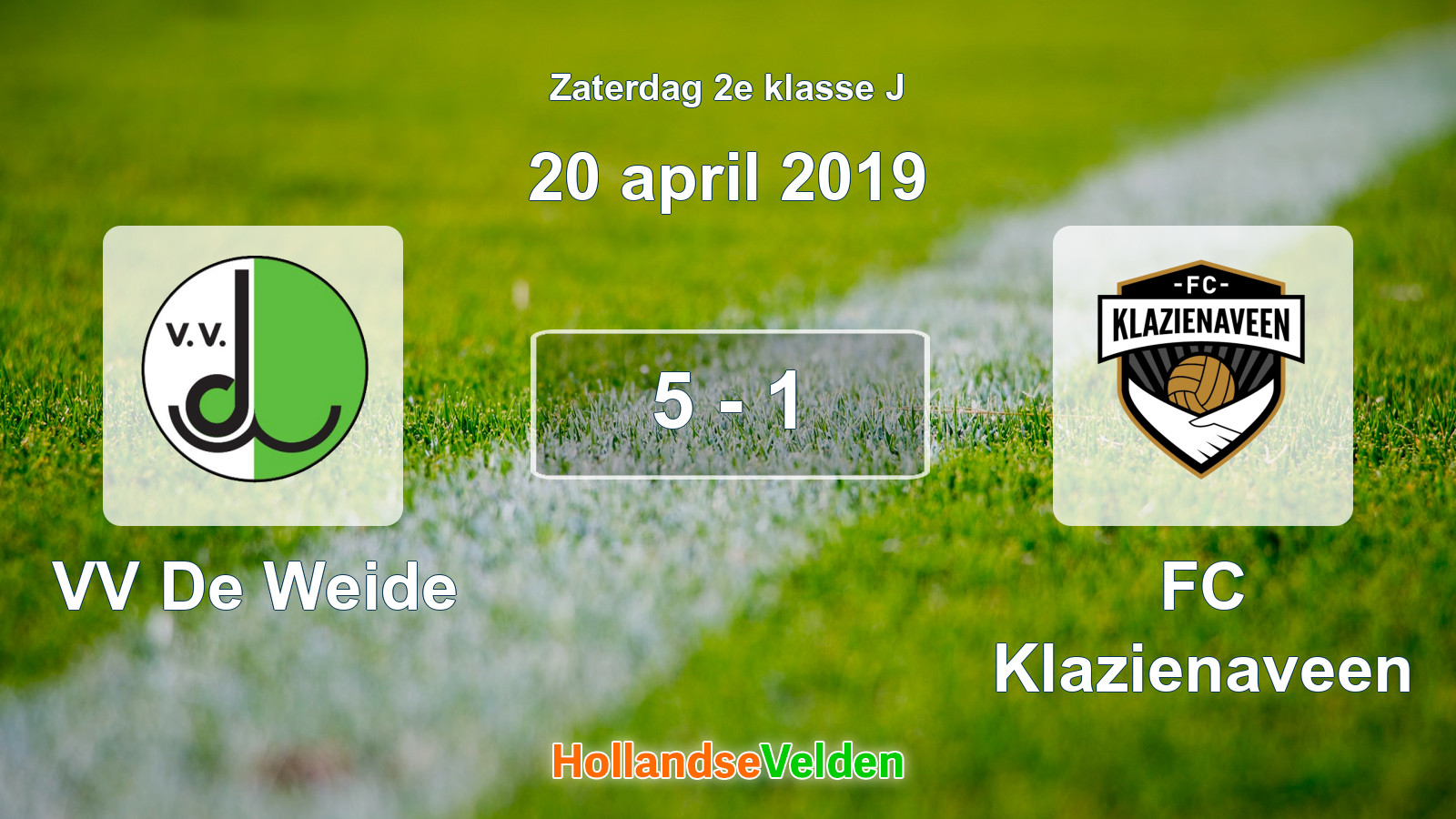 Gespeelde wedstrijd: VV De Weide - FC Klazienaveen 5 - 1 (20 april 2019)