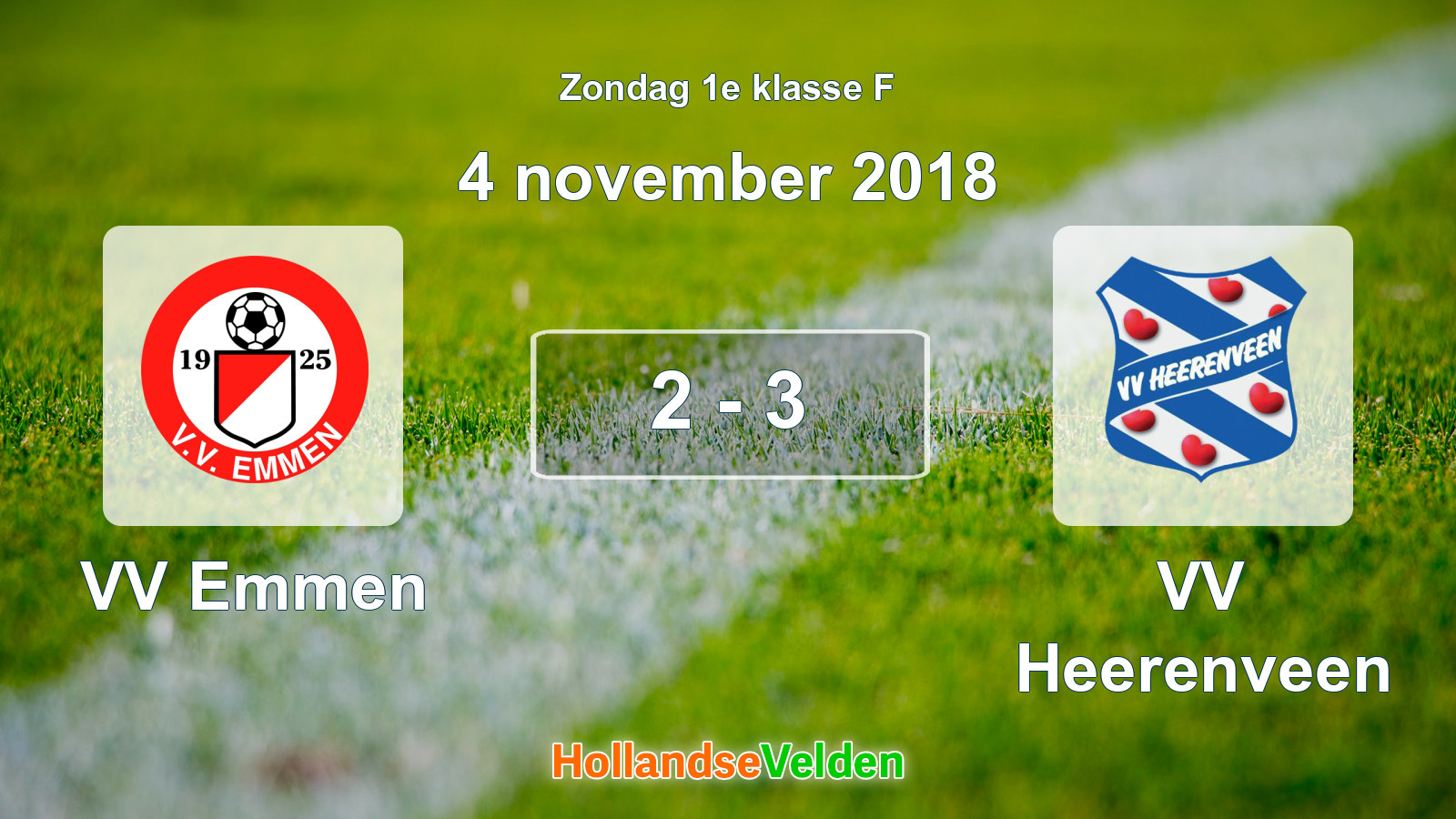 Gespeelde wedstrijd: VV Emmen - VV Heerenveen 2 - 3 (4 november 2018)