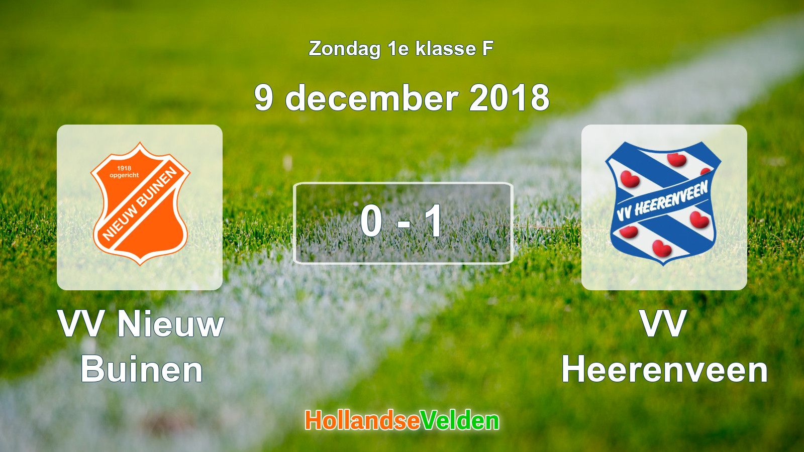 Gespeelde wedstrijd: VV Nieuw Buinen - VV Heerenveen 0 - 1 (9 december 2018)
