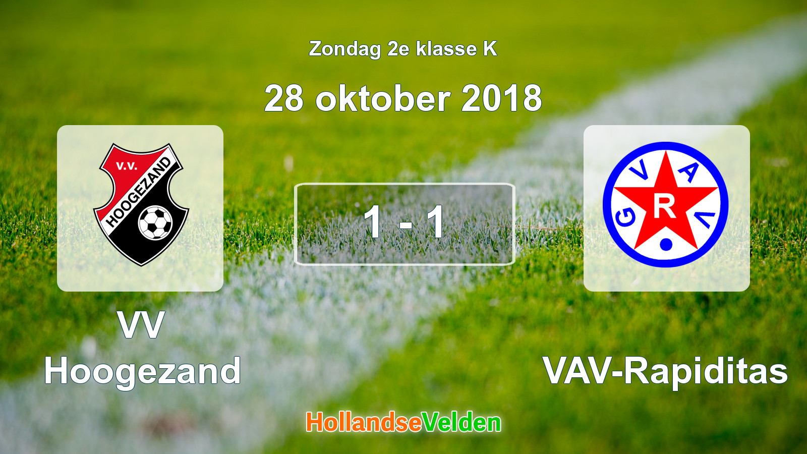 Gespeelde wedstrijd: VV Hoogezand - GVAV-Rapiditas 1 - 1 (28 oktober 2018)