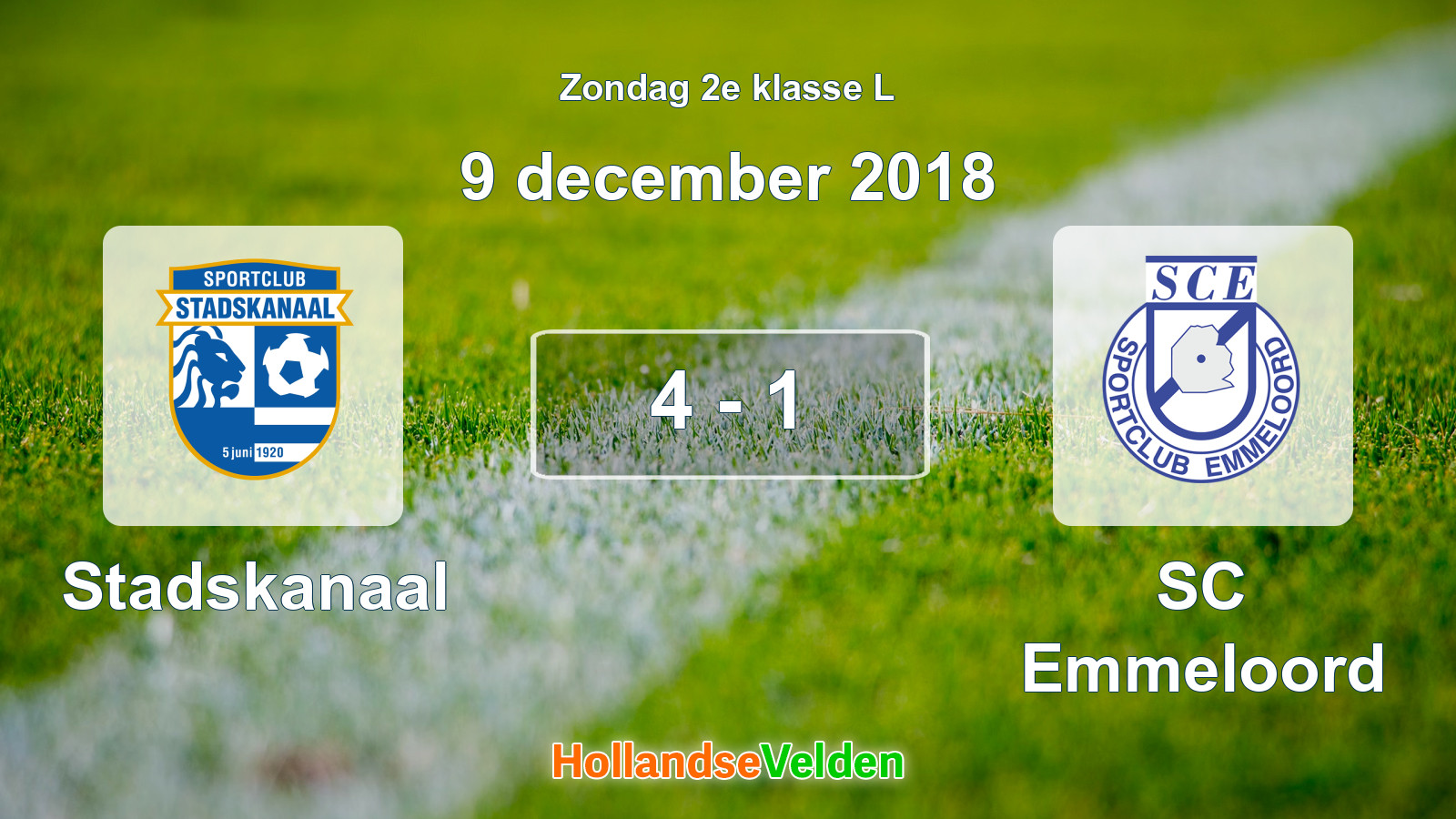 Gespeelde wedstrijd: Stadskanaal - SC Emmeloord 4 - 1 (9 december 2018)