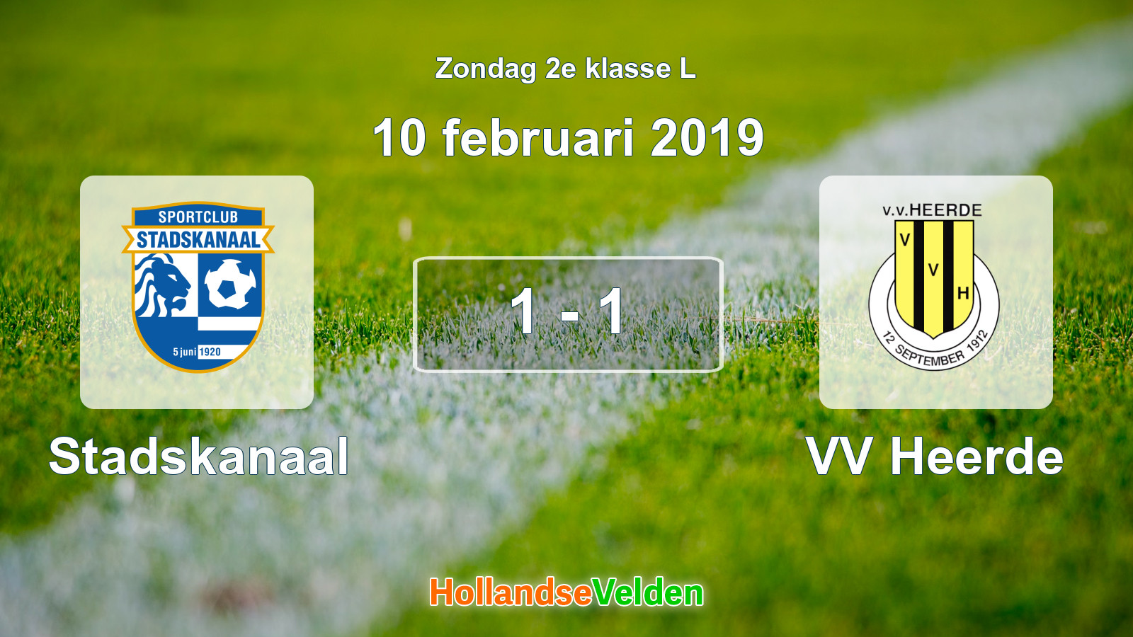 Gespeelde wedstrijd: Stadskanaal - VV Heerde 1 - 1 (10 februari 2019)