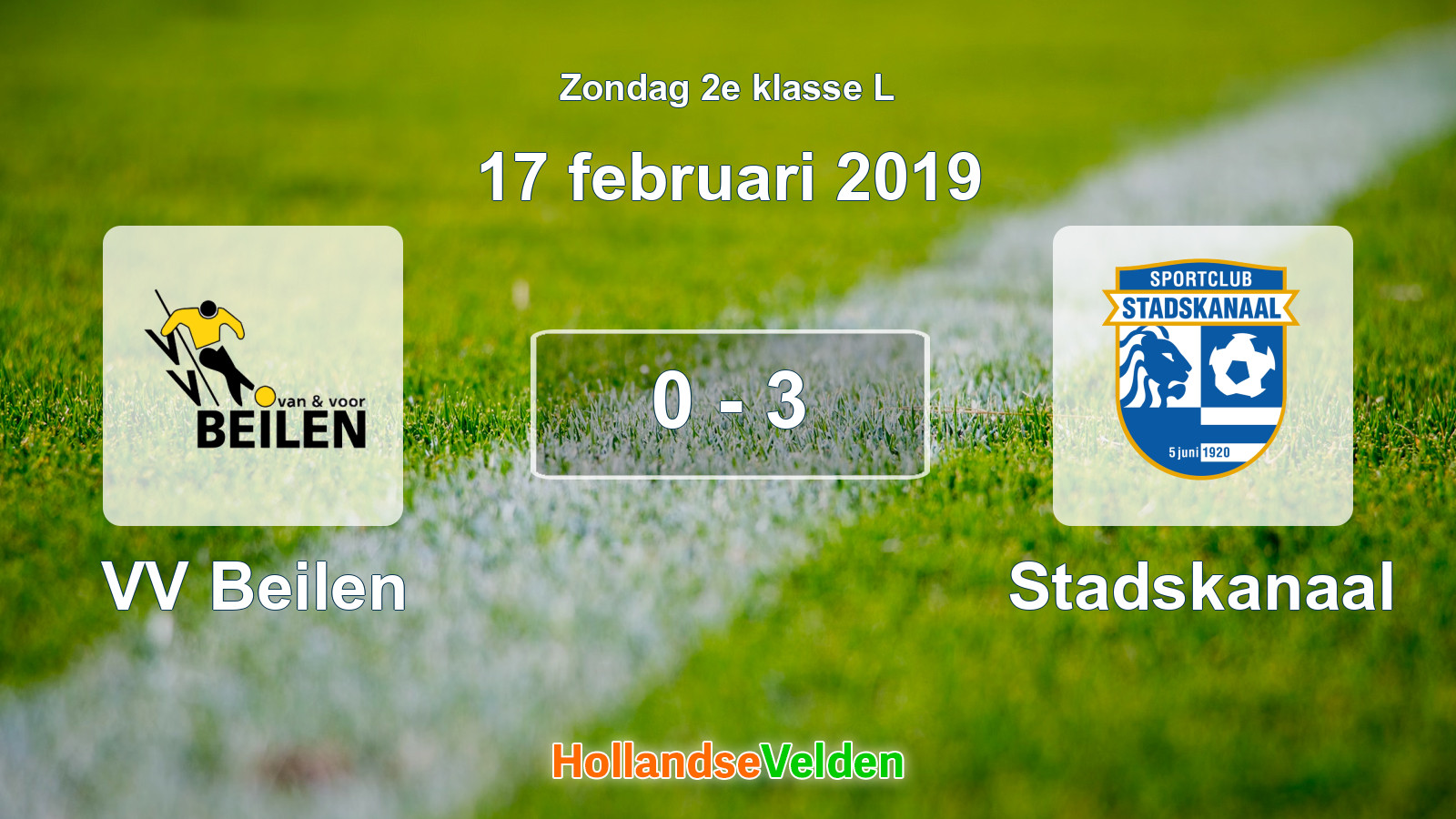 Gespeelde wedstrijd: VV Beilen - Stadskanaal 0 - 3 (17 februari 2019)