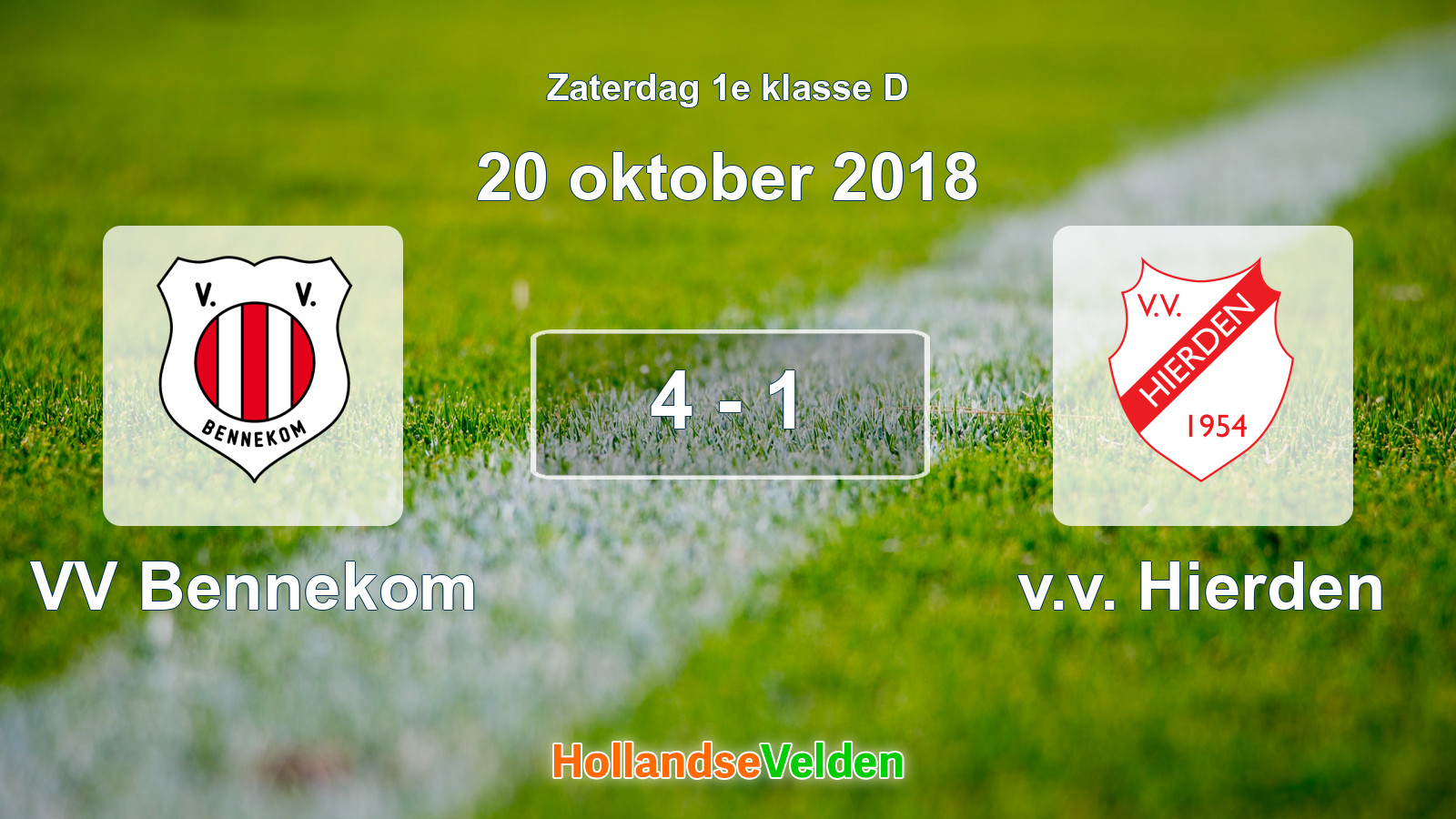 Gespeelde wedstrijd: VV Bennekom - v.v. Hierden 4 - 1 (20 oktober 2018)