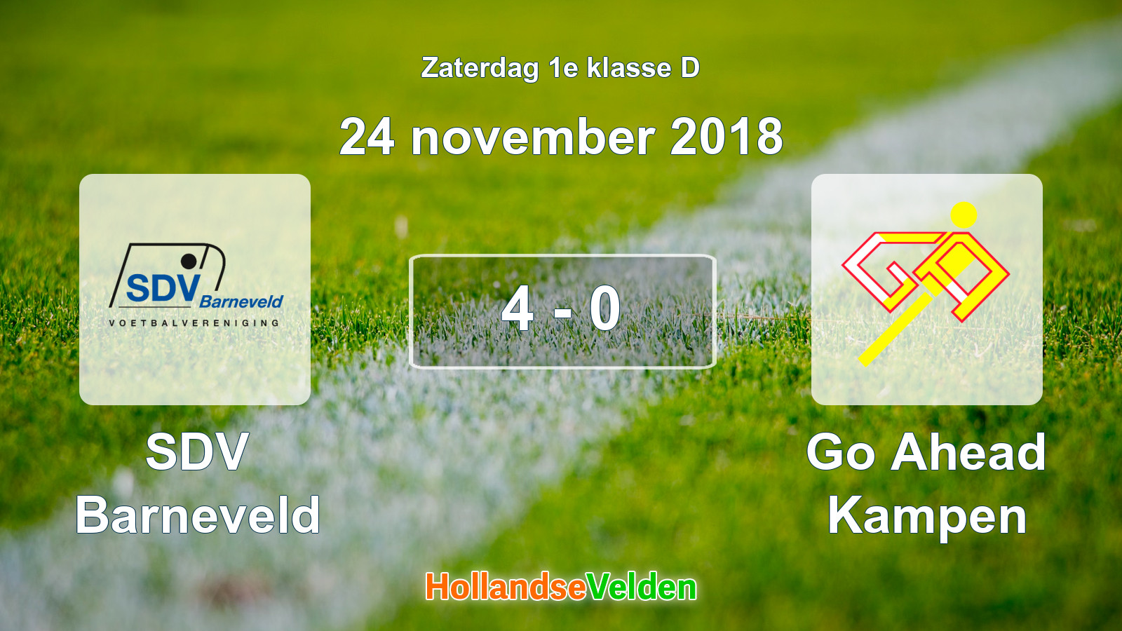 Gespeelde wedstrijd: SDV Barneveld - Go Ahead Kampen 4 - 0 (24 november 2018)