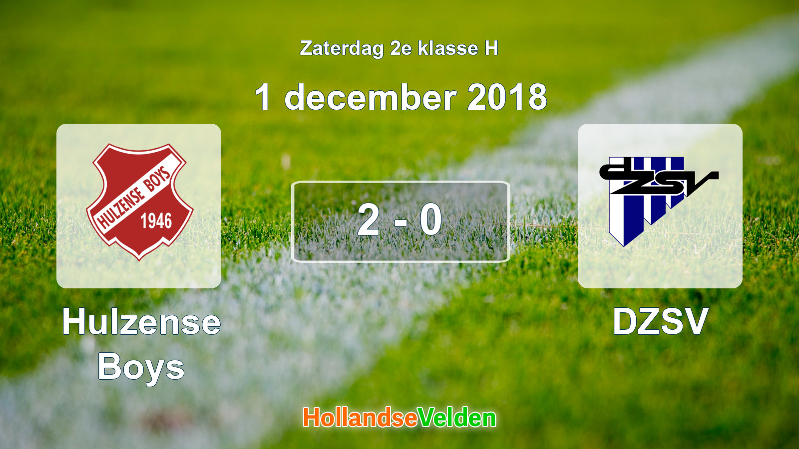 Gespeelde wedstrijd: Hulzense Boys - DZSV 2 - 0 (1 december 2018)