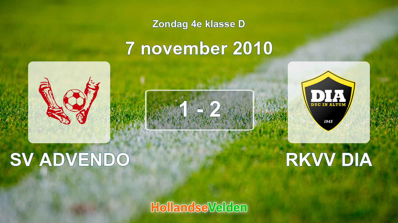 Gespeelde wedstrijd: SV ADVENDO - RKVV DIA 1 - 2 (7 november 2010)