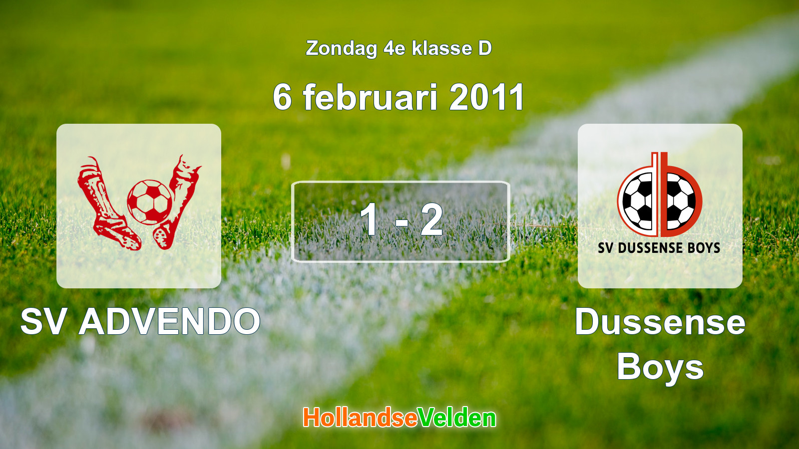 Gespeelde wedstrijd: SV ADVENDO - Dussense Boys 1 - 2 (6 februari 2011)