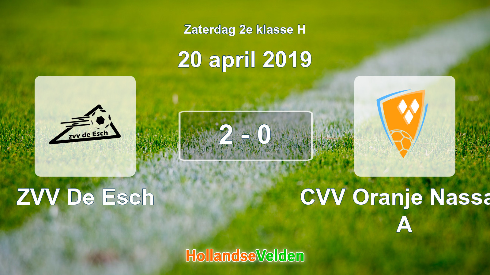 Gespeelde wedstrijd: ZVV De Esch - CVV Oranje Nassau A 2 - 0 (20 april 2019)