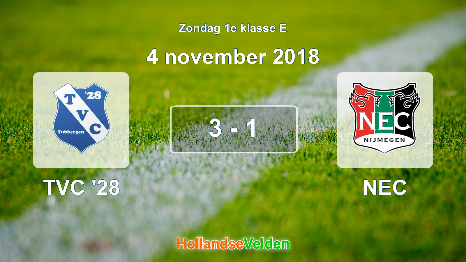 Gespeelde wedstrijd: TVC '28 - NEC 3 - 1 (4 november 2018)