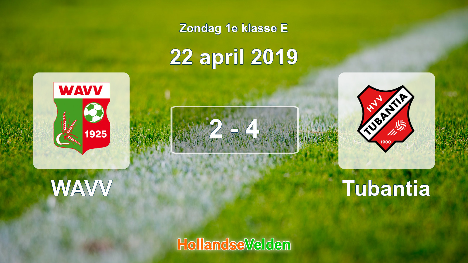 Gespeelde wedstrijd: WAVV - Tubantia 2 - 4 (22 april 2019)