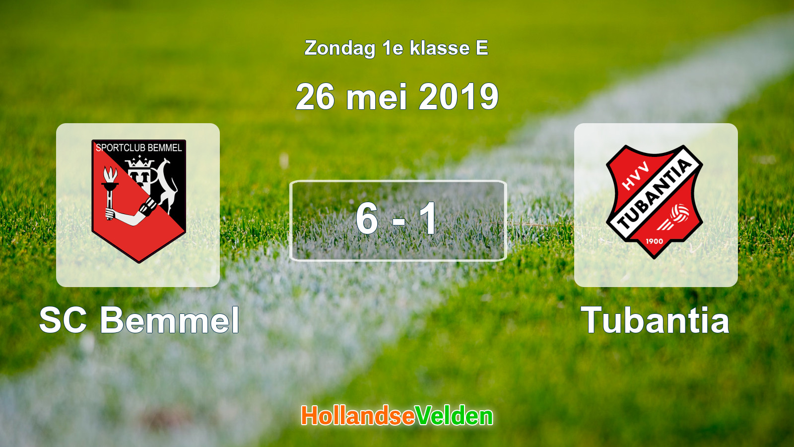 Gespeelde wedstrijd: SC Bemmel - Tubantia 6 - 1 (26 mei 2019)