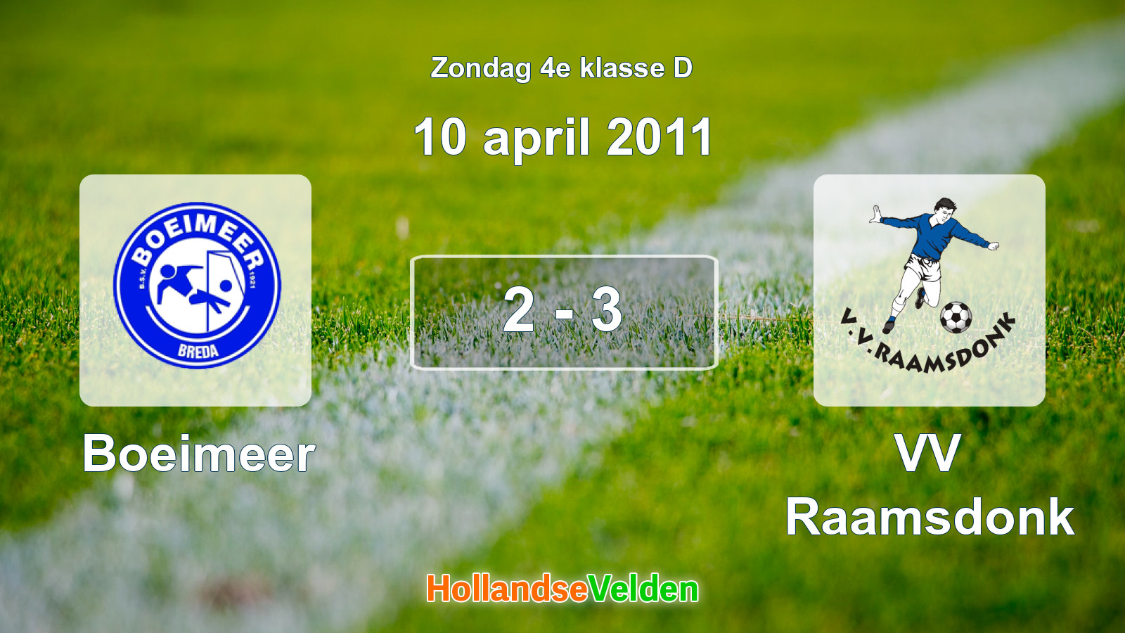Gespeelde wedstrijd: Boeimeer - VV Raamsdonk 2 - 3 (10 april 2011)